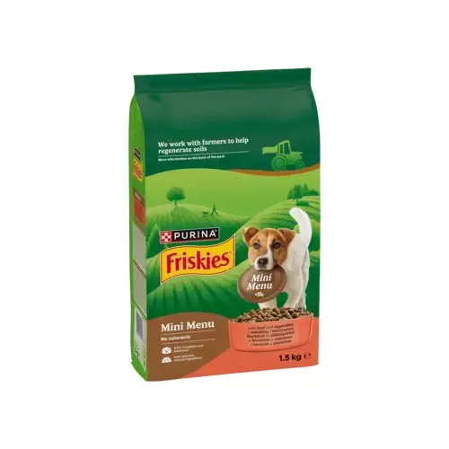 FRISKIES Mini Menu kistestű kutyáknak marhával száraz eledel felnőtt kutyáknak