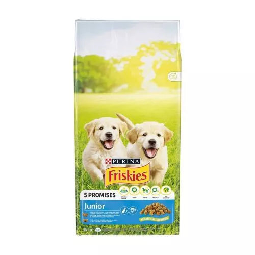 FRISKIES Junior csirkével, zöldségekkel és tejjel száraz eledel kölyökkutyáknak