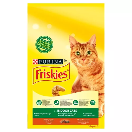 Friskies Indoor Cats teljes értékű állateledel felnőtt macskáknak csirkével és zöldségekkel 10 kg