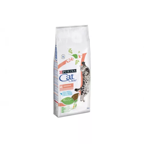 Cat Chow Adult Sensitive lazacban gazdag száraz állateledel felnőtt macskáknak 1,5 kg