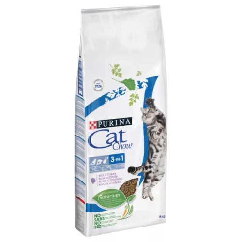 Cat Chow Feline 3in1 pulykában gazdag száraz állateledel felnőtt macskáknak 1,5 kg