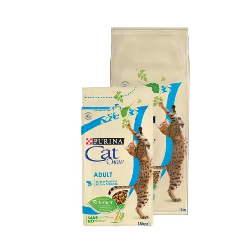 Cat Chow Adult Sensitive lazacban gazdag száraz állateledel felnőtt macskáknak 15 kg
