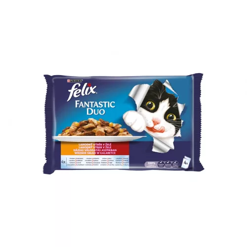 Felix Fantastic Duo Házias Válogatás állateledel macskáknak aszpikban 4 x 85 g