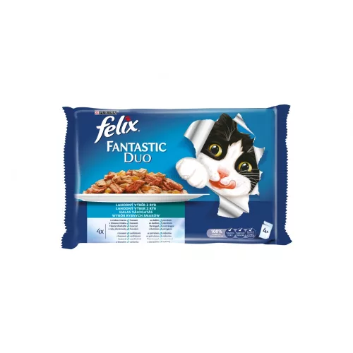 Felix Fantastic Duo Halas Válogatás állateledel macskáknak aszpikban 4 x 85 g