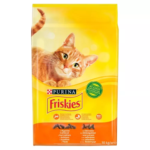 Friskies teljes értékű állateledel felnőtt macskák számára csirkével és zöldségekkel 10 kg