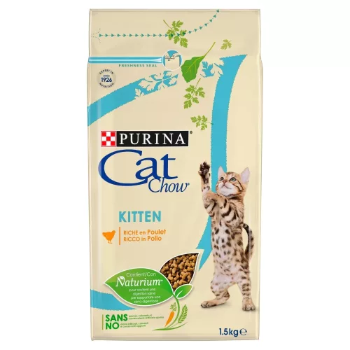 Cat Chow Kitten csirkében gazdag teljes értékű állateledel kölyökmacskák számára 1,5 kg