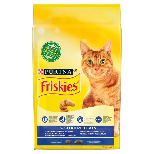 Friskies Sterilised teljes értékű eledel ivartalanított macskáknak lazaccal és zöldségekkel 10 kg