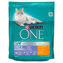   Purina One Coat & Hairball téljes értékű eledel felnőtt macskák számára csirkével és gabonával 800 g