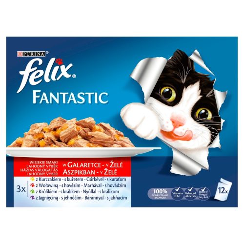 Felix Fantastic Házias Válogatás teljes értékű állateledel felnőtt macskák számára 12 x 85 g