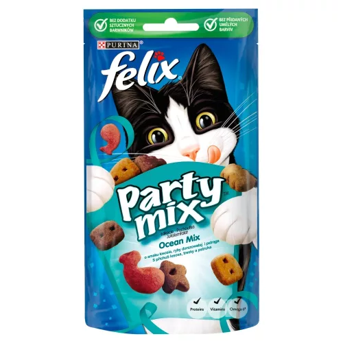 Felix Party Mix Ocean Mix jutalomfalat macskáknak lazac, tőkehal és pisztráng ízesítéssel 60 g