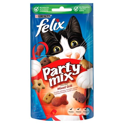 Felix Party Mix Mixed Grill jutalomfalat macskáknak marha, csirke és lazac ízesítéssel 60 g