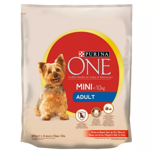 Purina One Mini Adult marhában gazdag száraz kutyaeledel 800 g