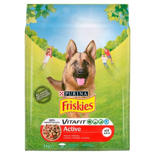 Friskies Vitafit Active teljes értékű állateledel felnőtt kutyák számára marhával 3 kg