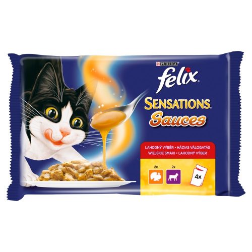 Felix Sensations Házias Válogatás teljes értékű állateledel felnőtt macskák számára 4 x 85 g