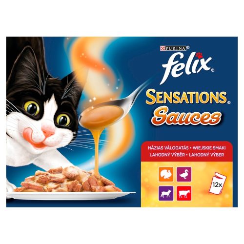 Felix Sensations Házias Válogatás teljes értékű állateledel felnőtt macskáknak 12 x 85 g