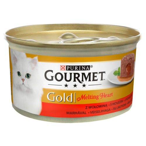 Gourmet Gold Melting Heart teljes értékű állateledel felnőtt macskák számára marhával 85 g
