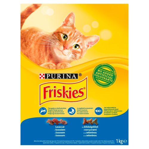 Friskies teljes értékű állateledel felnőtt macskák számára lazaccal és zöldségekkel 1 kg