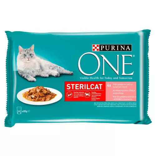 Purina One Sterilcat Lazaccal és Répával nedves macskaeledel sterilizált macskák számára 4 x 85 g