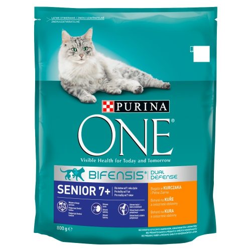 Purina One Senior 7+ teljes értékű állateledel 7 éves és idősebb macskák számára 800 g