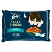   Felix Shreds Halas Válogatás teljes értékű állateledel felnőtt macskáknak szószban 4 x 80 g (320 g)