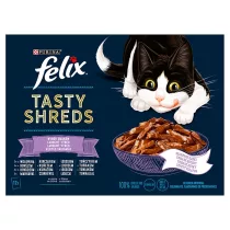   Felix Shreds Vegyes Válogatás teljes értékű eledel felnőtt macskáknak szószban 12 x 80 g (960 g)