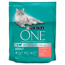   Purina One Adult teljes értékű száraz állateledel felnőtt macskák számára lazaccal, gabonákkal 800 g
