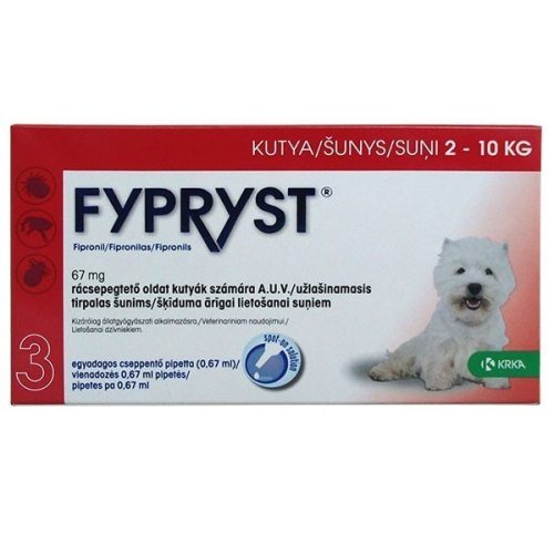 Fypryst Spot On kutya S 2-10kg 1db kullancs- és bolhairtó csepp kutyáknak