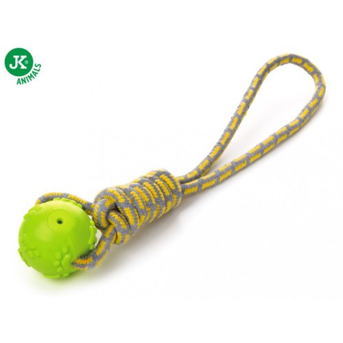 JK tappancsos csipogó gumilabda kötélen zöld 42cm