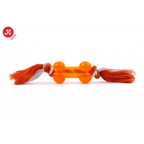 JK kutyajáték TPR gumicsont kötélen narancs 8,5cm